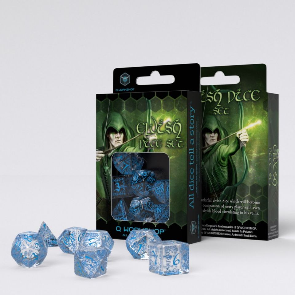 Set de dés : Elvish Translucent Blue image