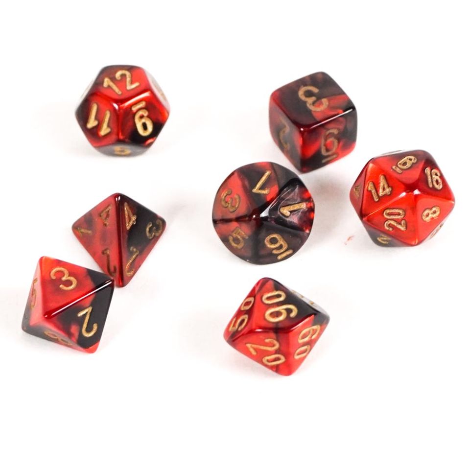 Set de dés : Mini-Polyhedral Gemini Black-red/gold CHX20633 image
