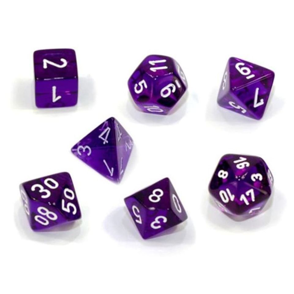 Set de dés : Mini-Polyhedral Translucent Purple/white CHX20377 image
