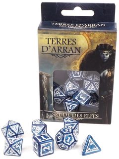 Q Workshop Dés De Jeux Blanche & Noir Elfiques Dnd Dice Set