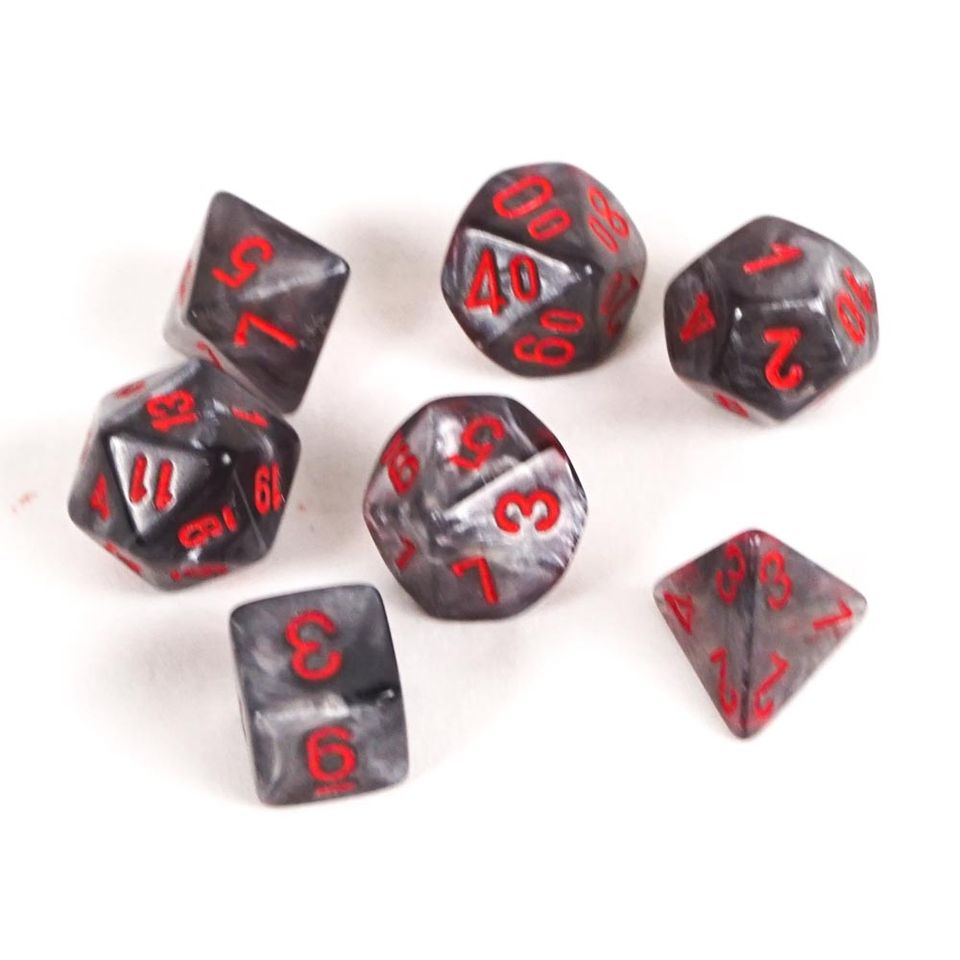 Set de dés : Mini-Polyhedral Velvet Black/red CHX20478 image