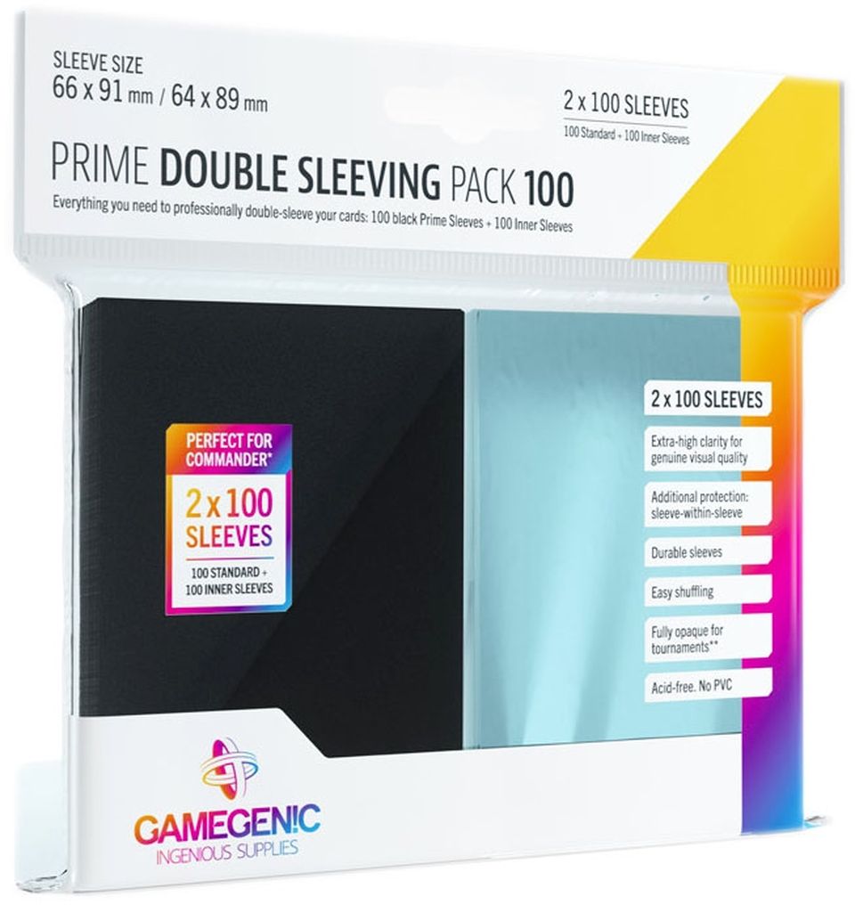 Protège-cartes : Gamegenic Prime Double Sleeving Pack 100 (66x91mm) + 100 (64x89mm) image