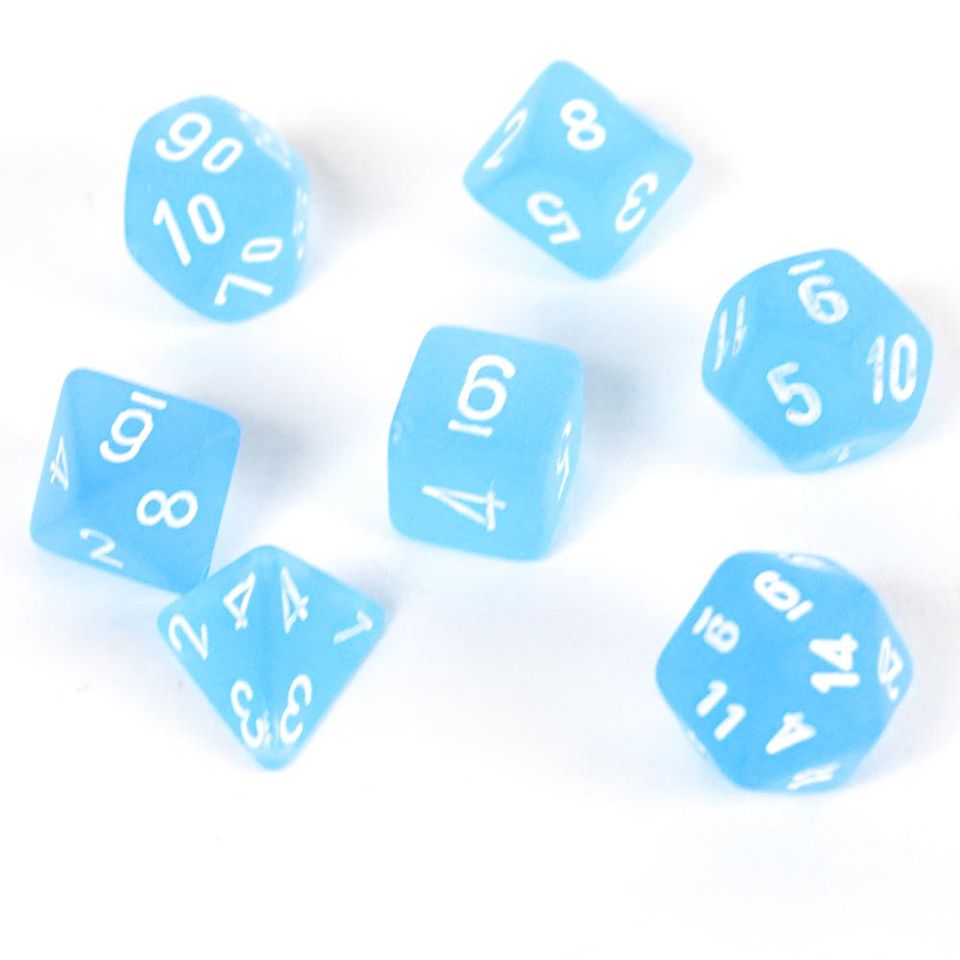 Set de dés : Mini-Polyhedral Frosted Caribbean Blue/white CHX20416 image