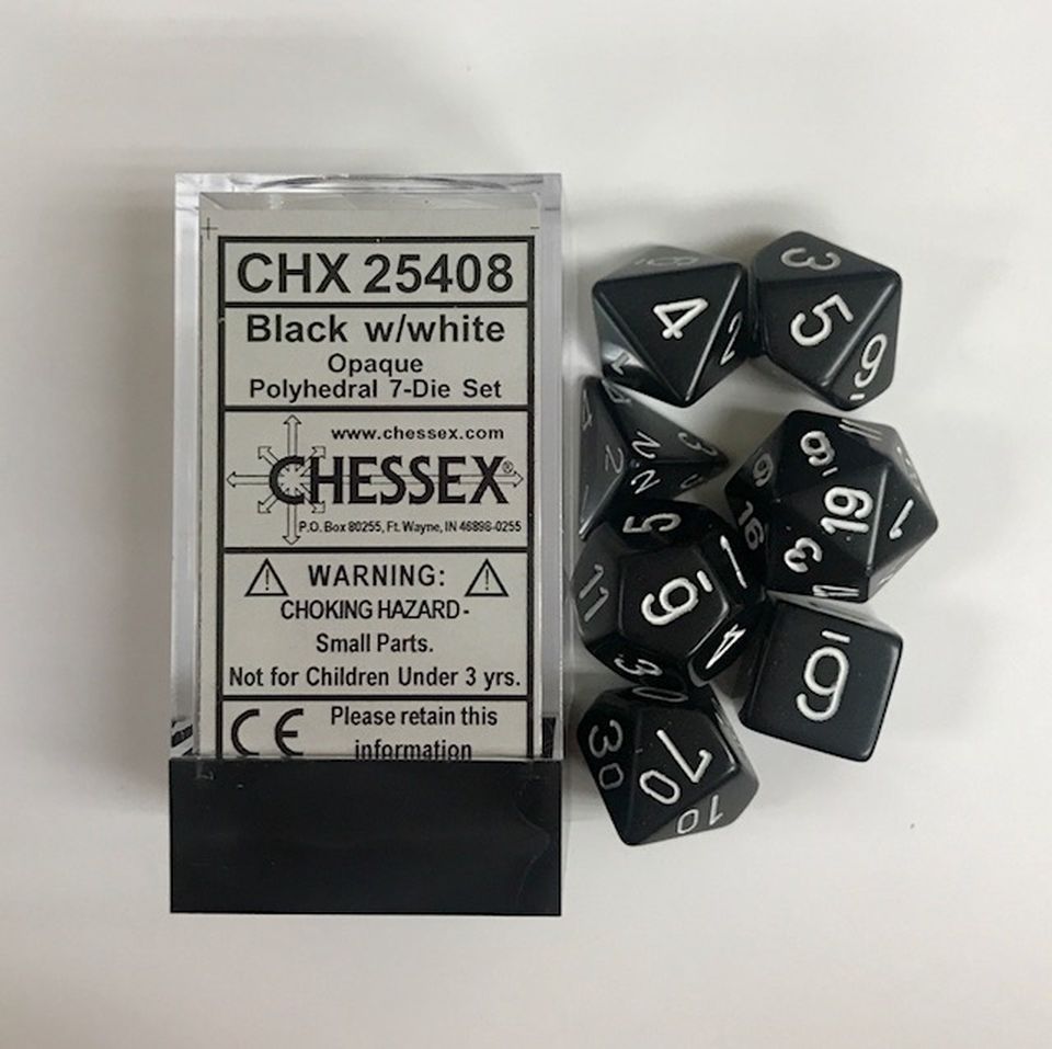 Set de dés : Opaque Black / White CHX25408 image