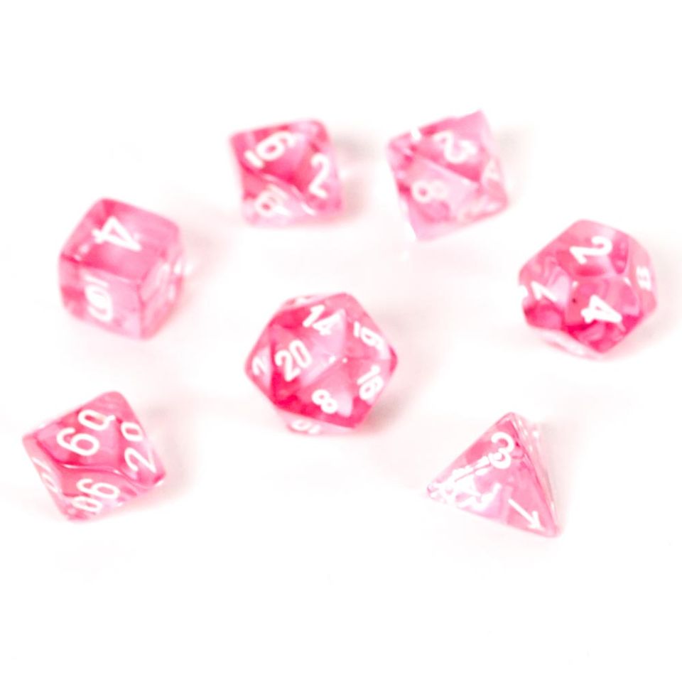 Set de dés : Mini-Polyhedral Translucent Pink/white CHX20384 image