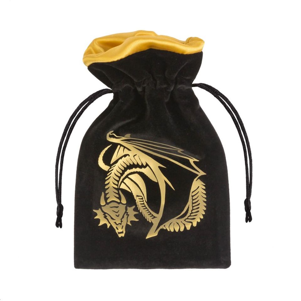 Bourse à dés : Dragon Black and Golden Velour Dice Bag image