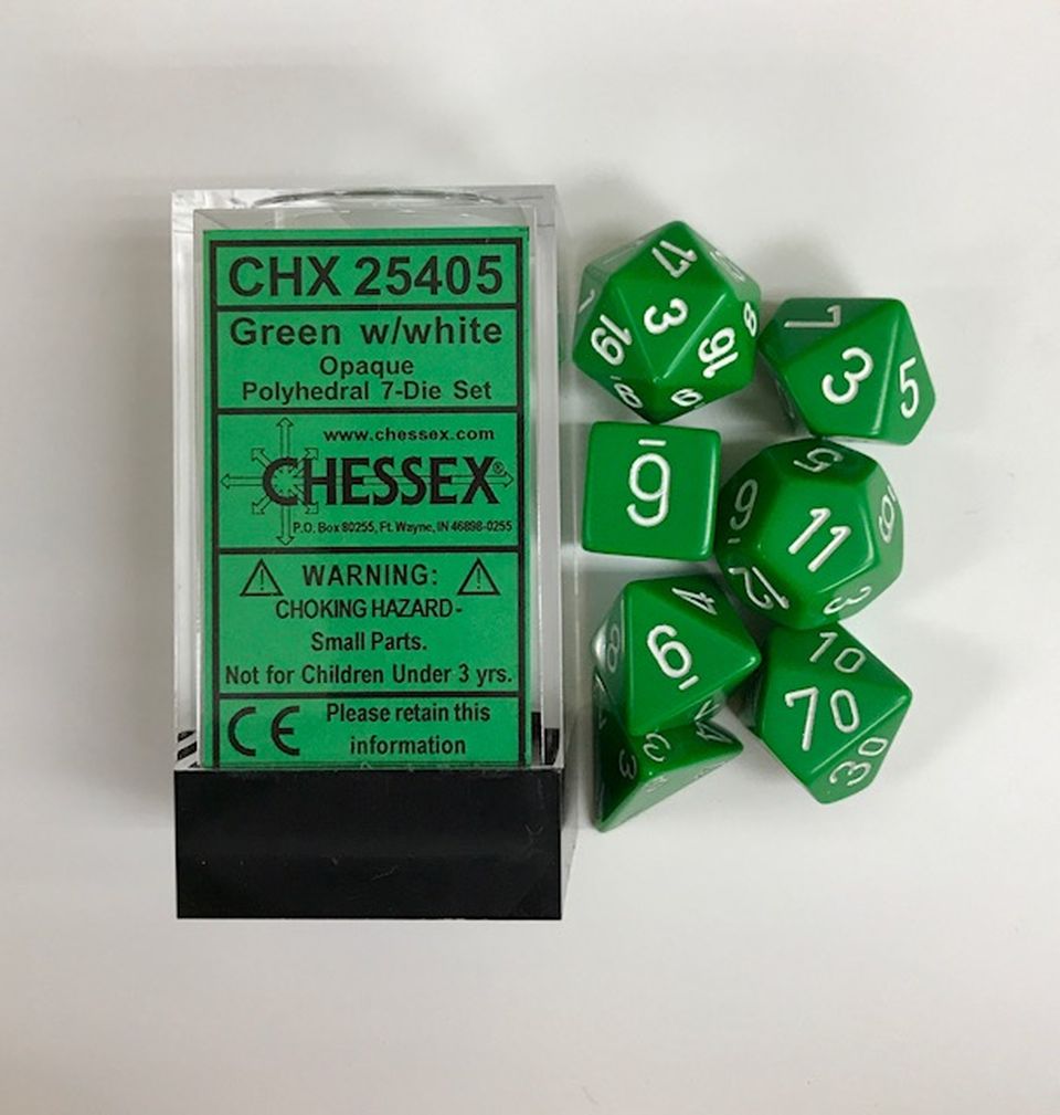 Set de dés : Opaque Green / White CHX25405 image