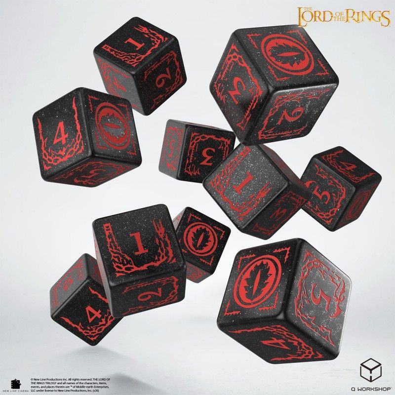 Dés Sauron – Ensemble Officiel The One Ring – D12+D6 – Noir – Jeu De Rôle – Free League