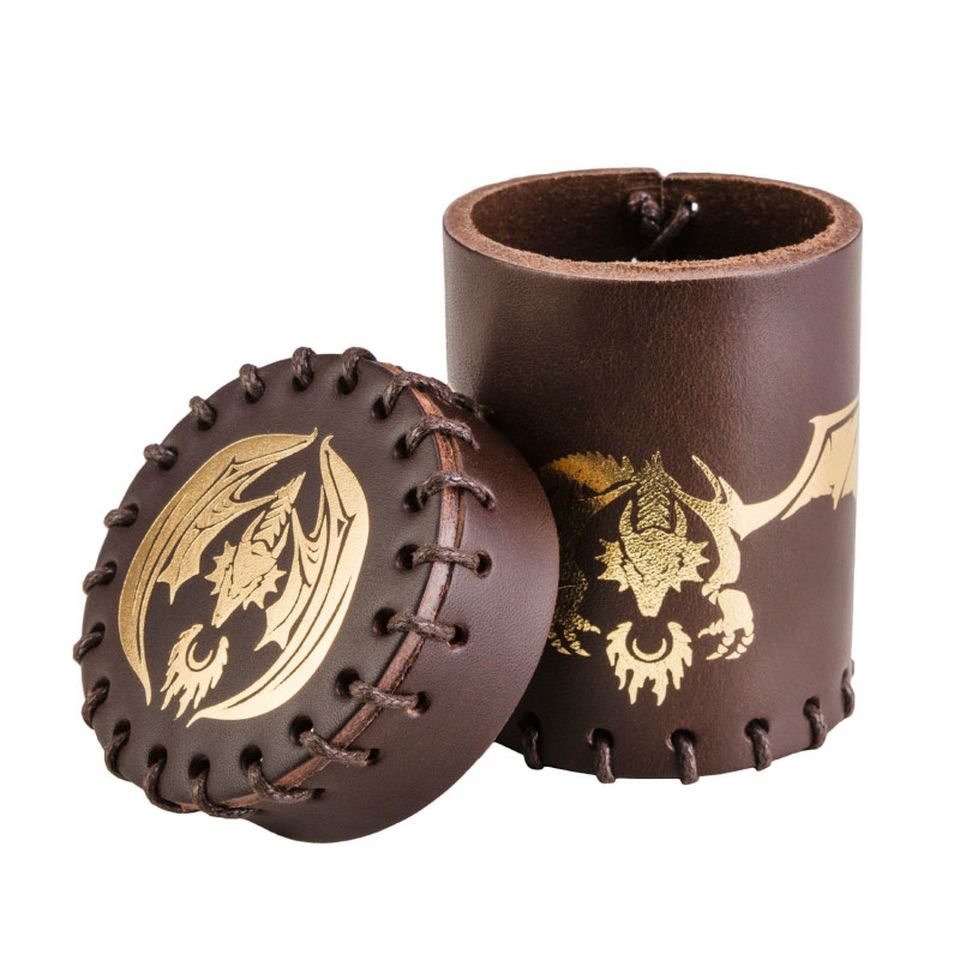 Gobelet à dés : Flying Dragon Brown / Golden Leather Dice Cup image