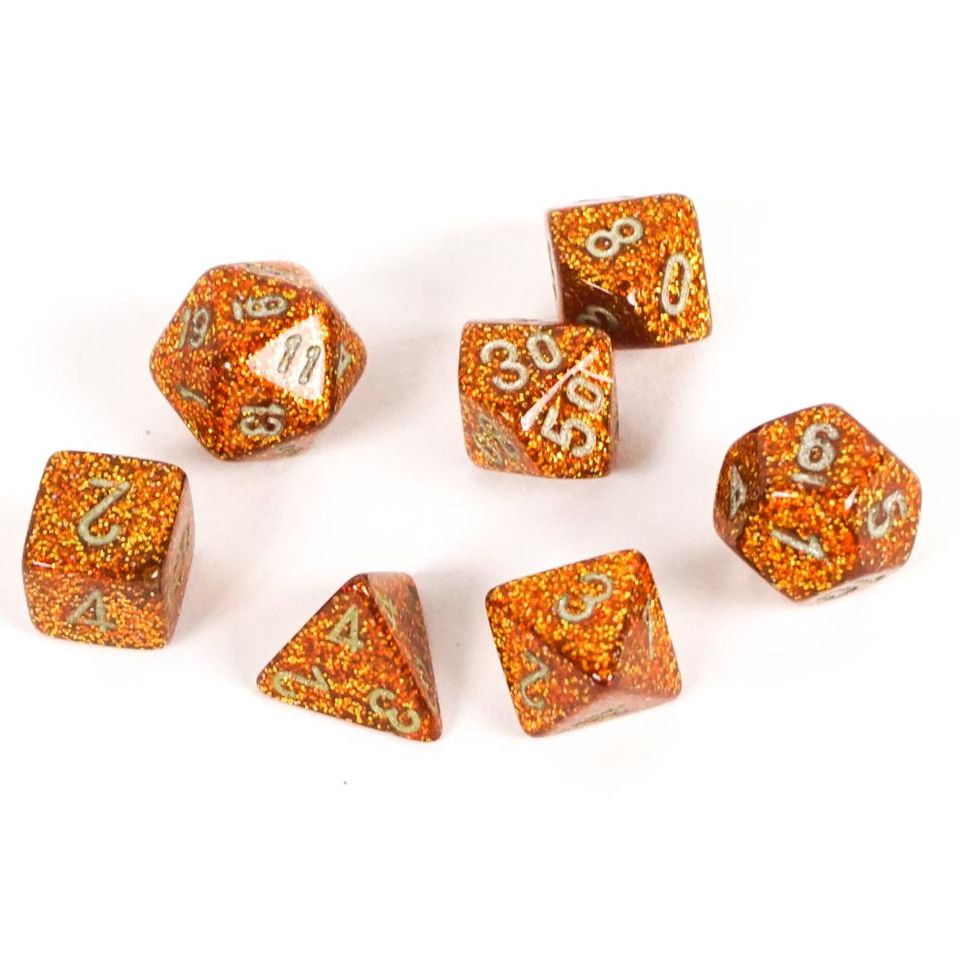 Set de dés : Mini-Polyhedral Glitter Gold/silver CHX20503 image