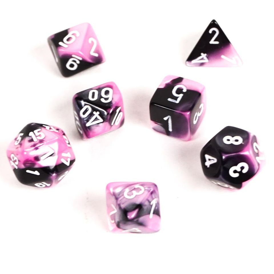 Set de dés : Mini-Polyhedral Gemini Black-pink/white CHX20630 image